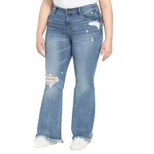 Lane Bryant Flare Deconstructed Jeans - Med Wash - Size 20 Short